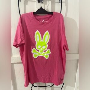 Psycho Bunny T-Shirt in Pink with Lime Logo